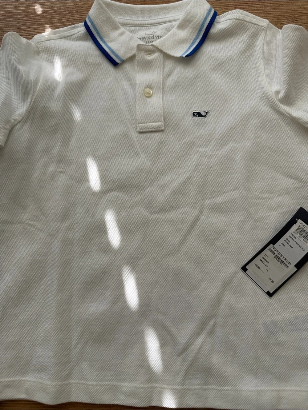 Vineyard Vines White Polo with Blue Trim